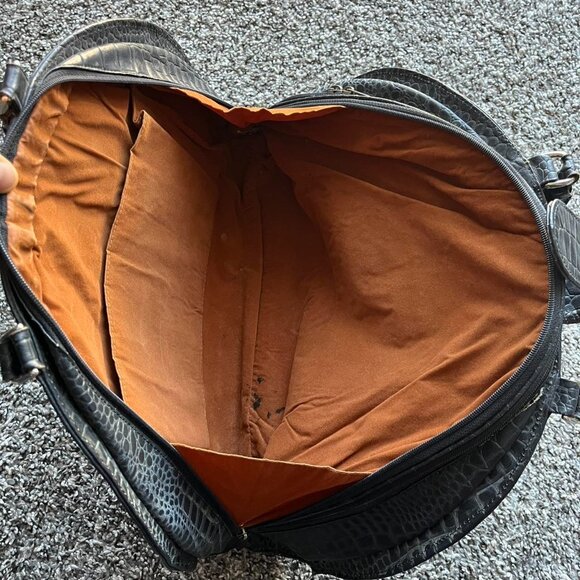 Vintage 80s Sigma Black Crocodile Print Leather Handbag Luxury Eclectic Grandma - Picture 3 of 7